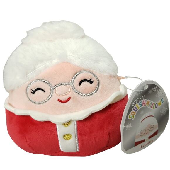 Squishmallow Nicolette Mrs Claus 4" Plush Toy Christmas Xmas Holidays Cute NWT - Picture 1 of 7